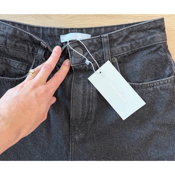 Antonio Melani Womens High Waisted Straight Leg Jeans Washed Black Denim NWT - Picture 2 of 7